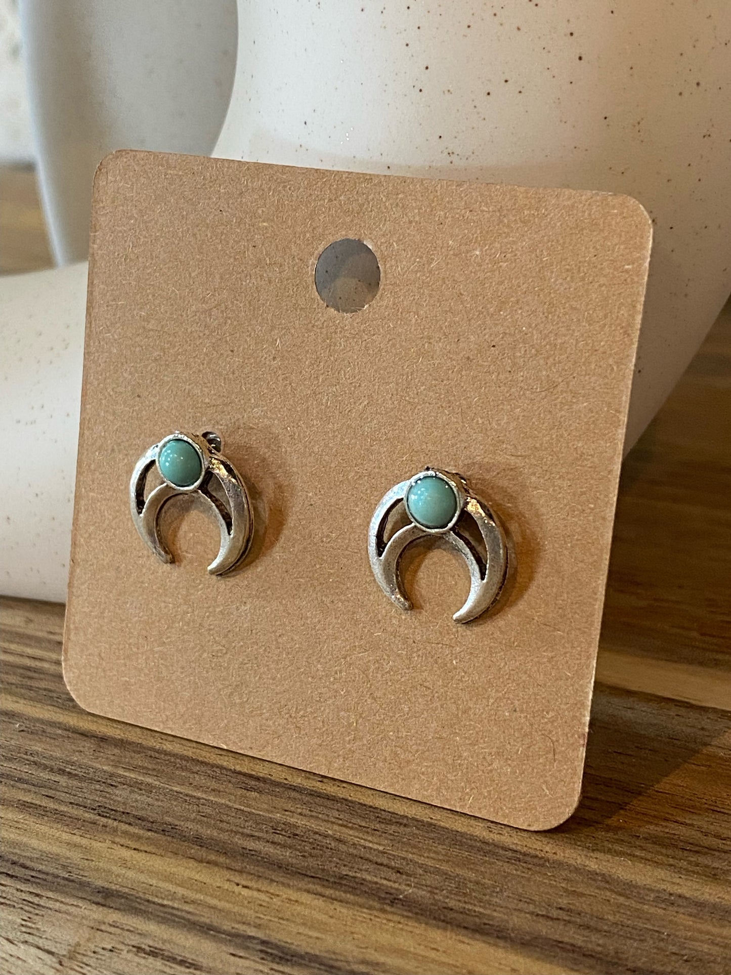 Turquoise Half Circle Studs