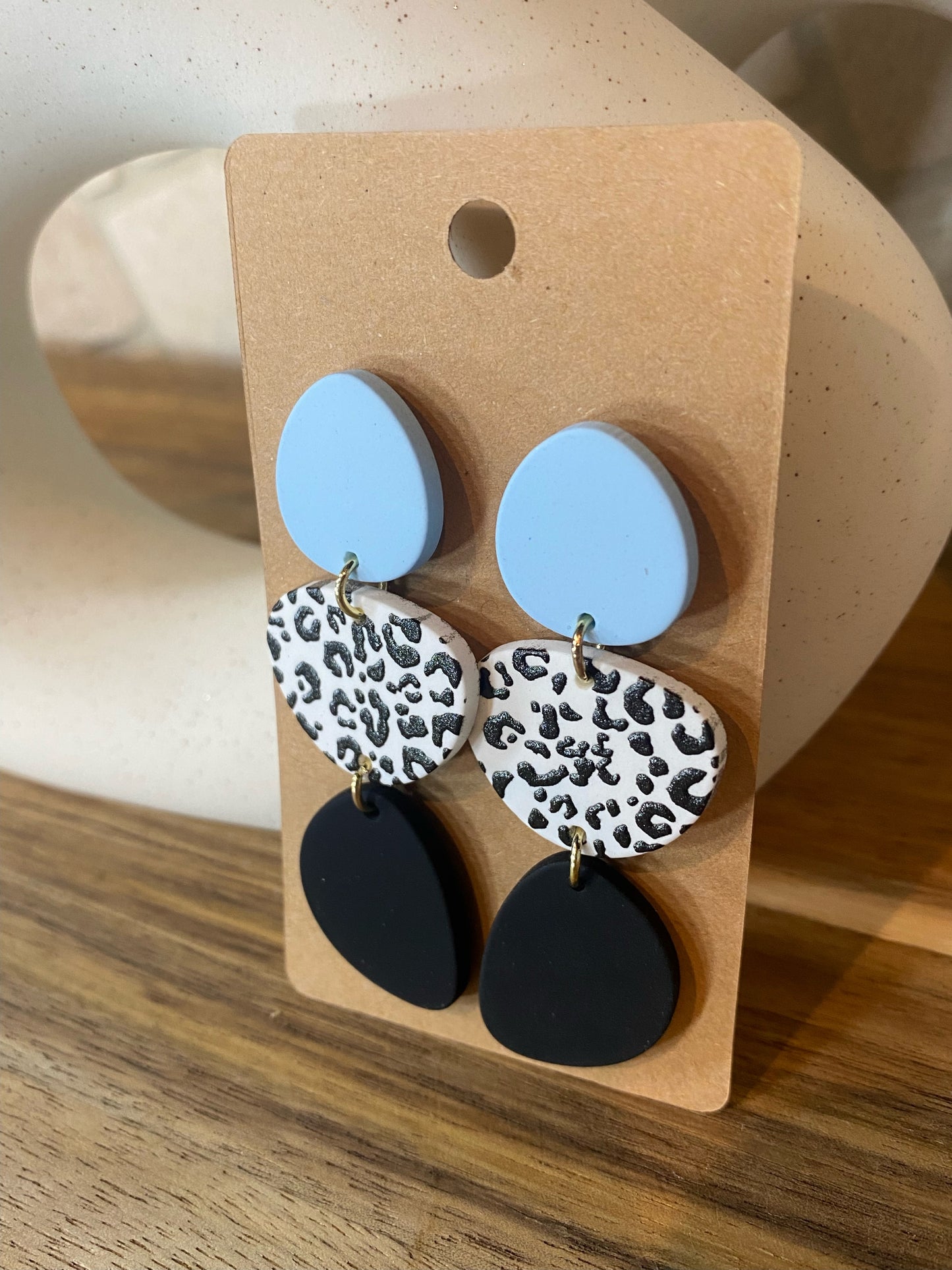 Blue, Black & White Leopard Print