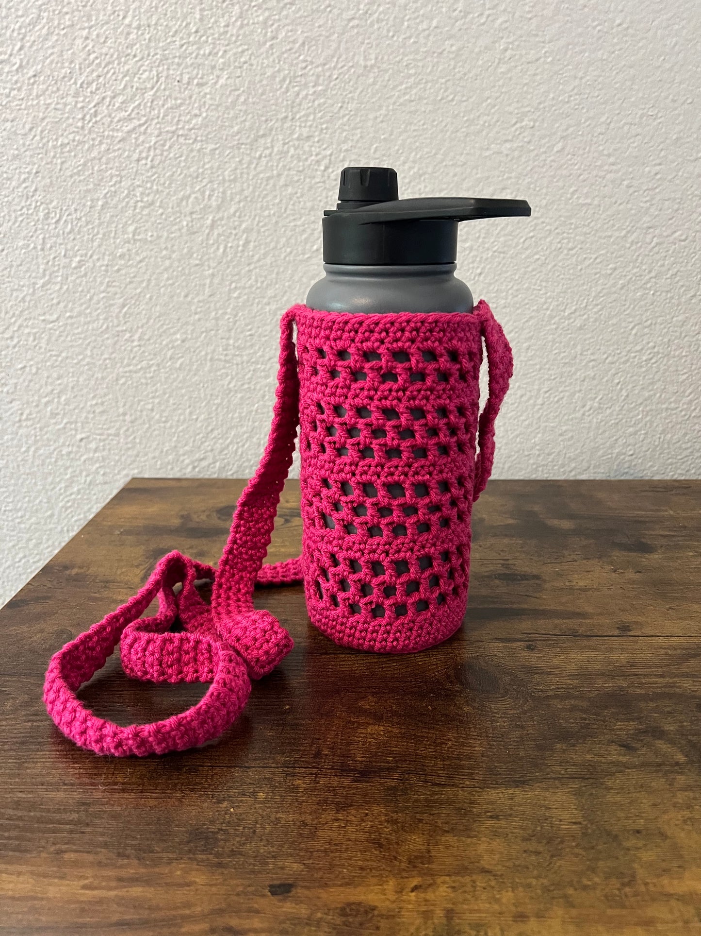 Crochet Water Bottle Holder w/ a Granny Square Pocket