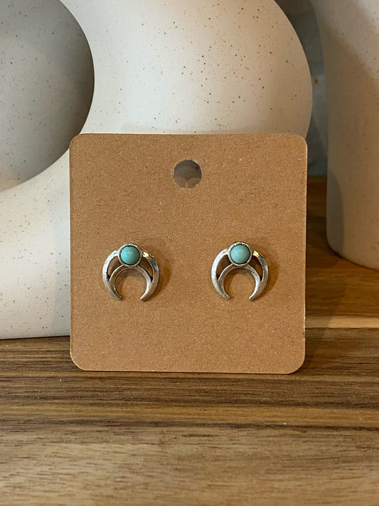 Turquoise Half Circle Studs