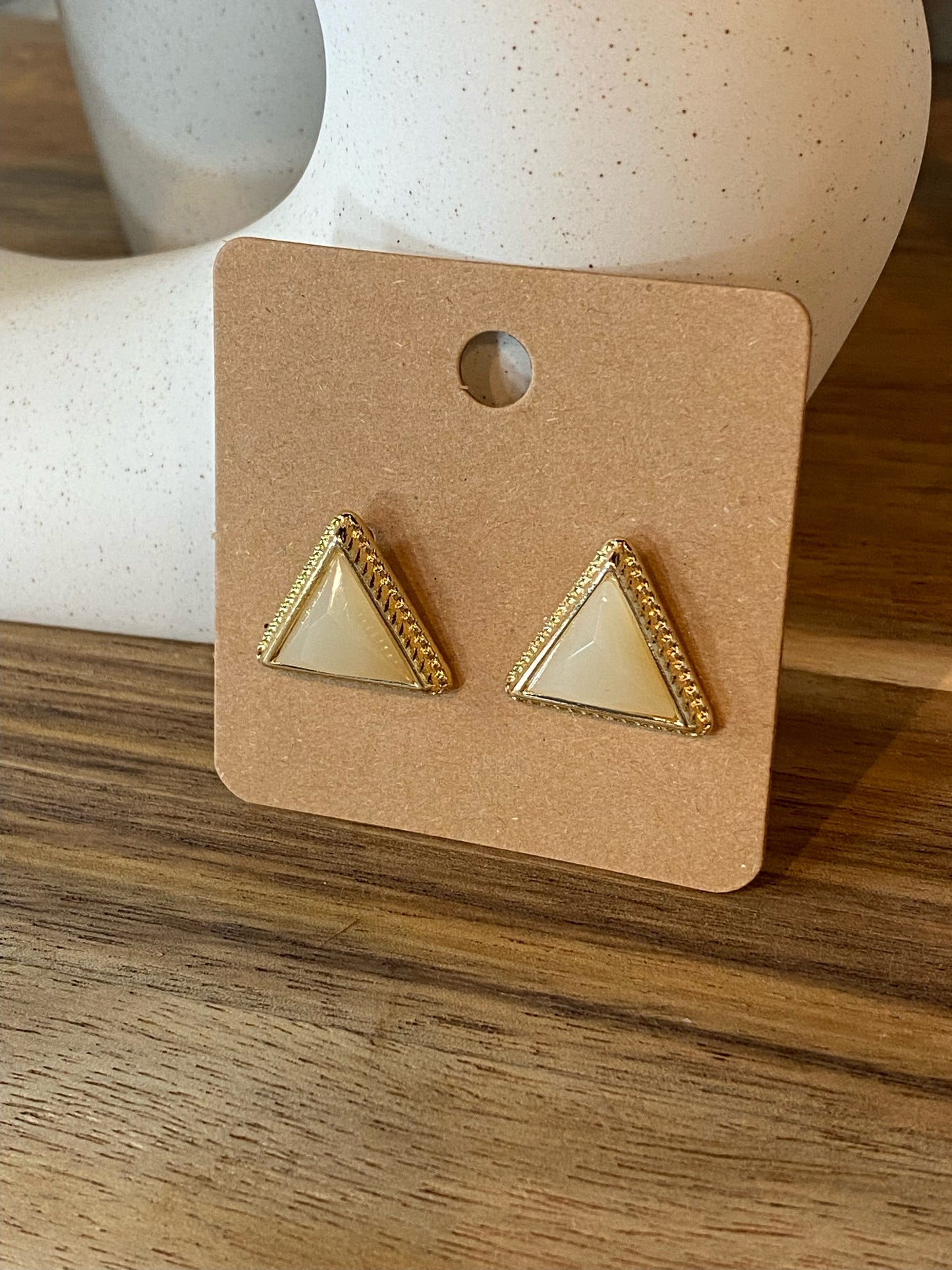 White Triangle Studs