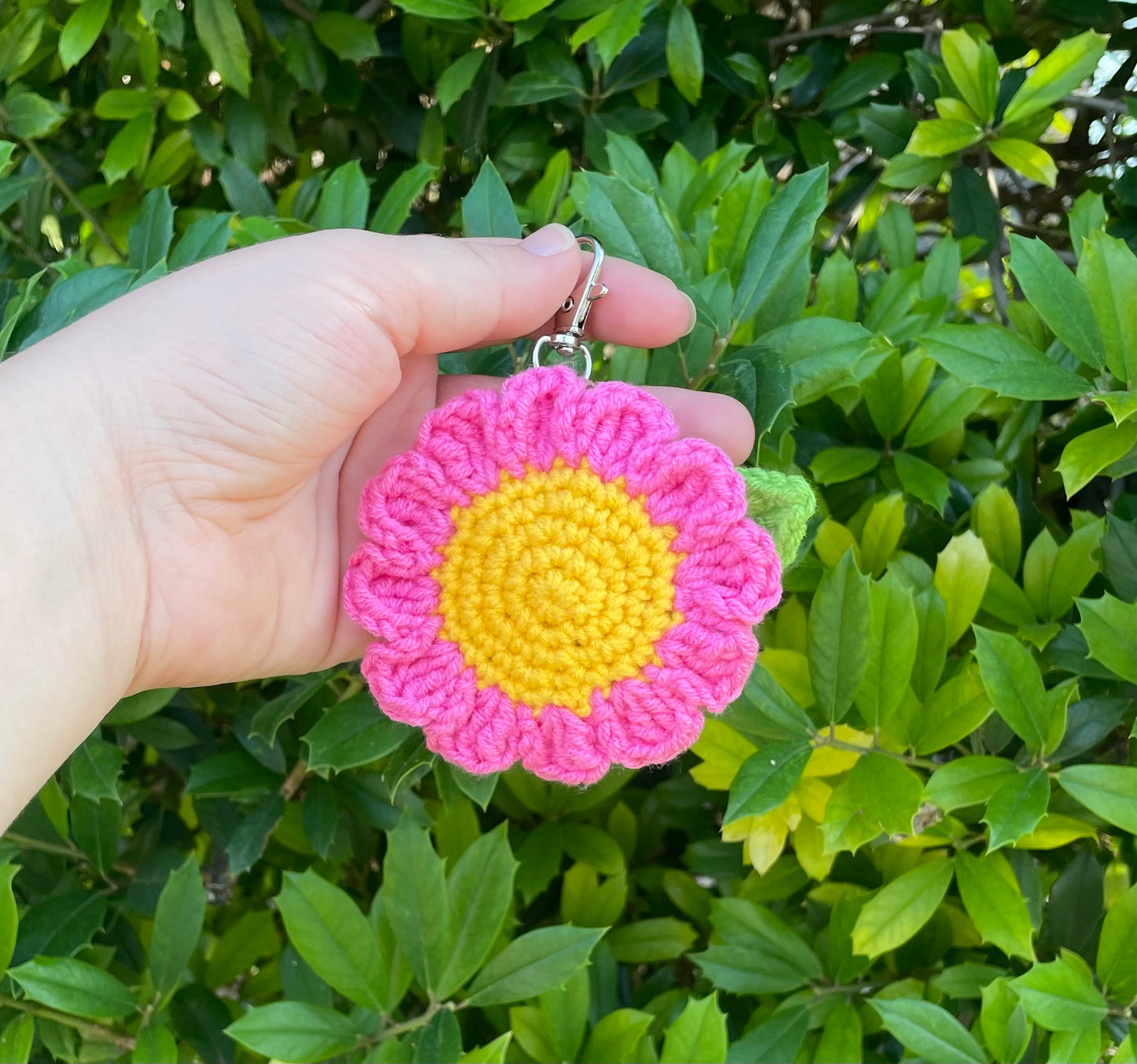 Crochet flower key chain