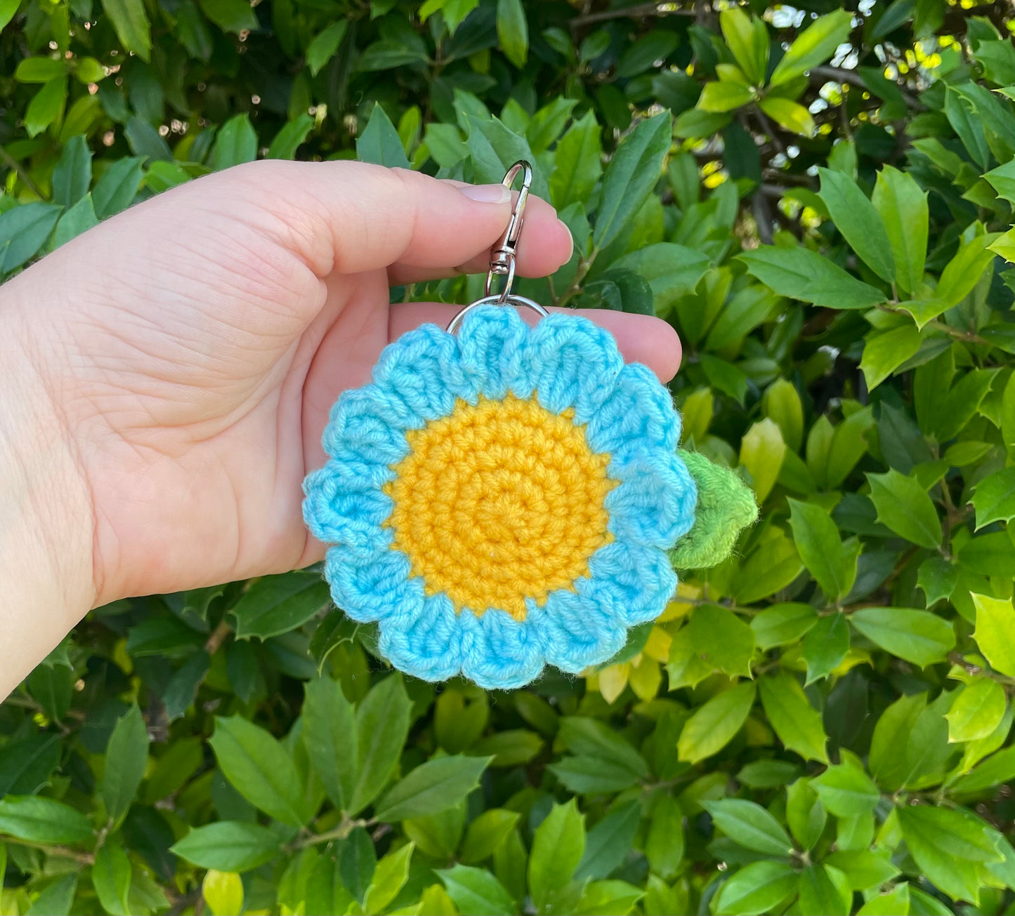 Crochet flower key chain