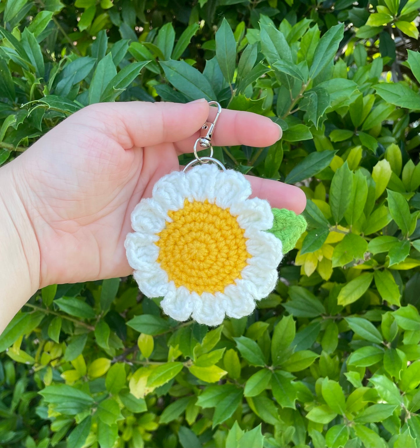 Crochet flower key chain