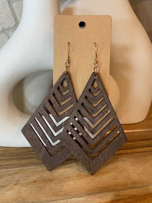 Wooden Chevron Earrings